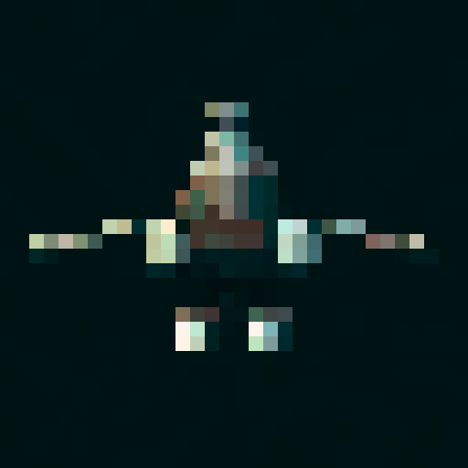 combat drone, muted metallic, sharp edges, rustic, pixel art