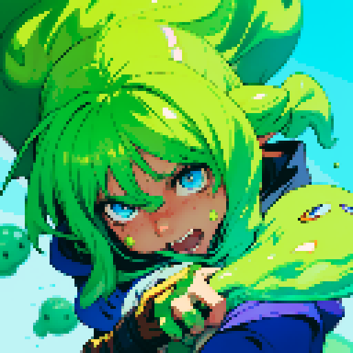 slime slamming into a hero, impact, splattering