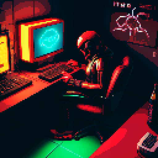 scorpion playing computer games in a cyberpunk room with coca cola and potato chips