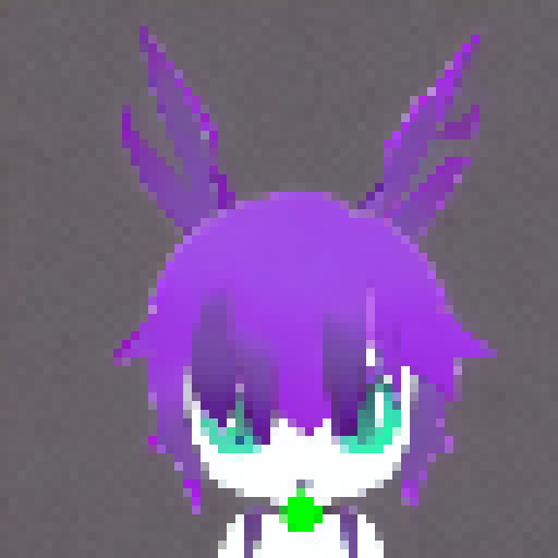white character,full body,purple carf,green crystal in head
