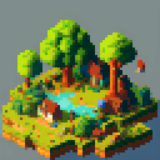 A diligent proofreader, hunched over a screen in a dimly lit room, surrounded by stacks of paper and a steaming mug of coffee, with a pixel art landscape of a misty forest in the background