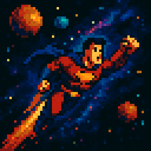 flying through the galaxy super hero