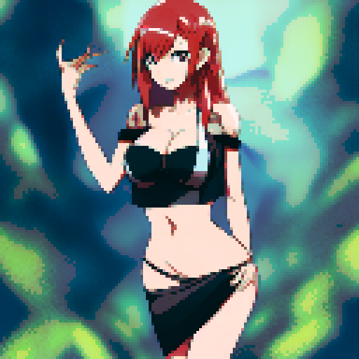 a sexy redhead with huge tits and green eyes wearing a miniskirt