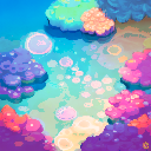 Colorful bubbles of all sizes float above a group of giggling kindergartners at their outdoor bubble show, with a vibrant, playful landscape in the background.