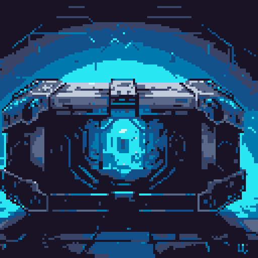 mystery box, stone, metall, shiny, pixel art, sRGB, vibrant colors, glowing lights, intricate patterns
