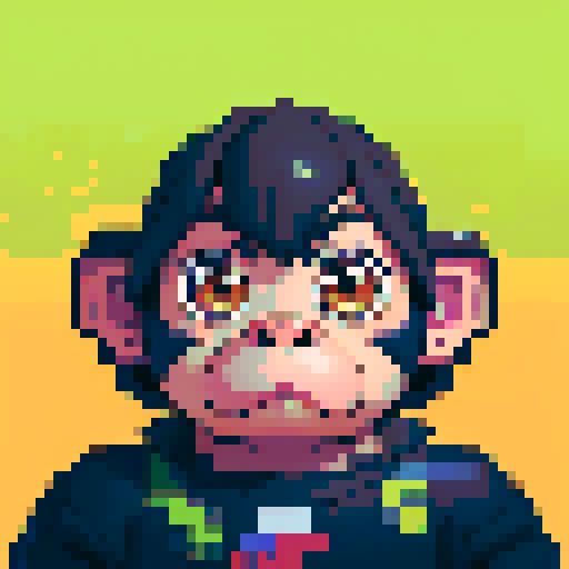 cute baby ape, big eyes, nose bubble, sRGB, pixel art