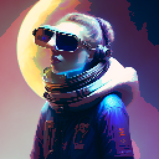 sunglasses with blue mirror lenses, pixel art
