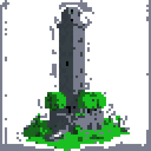 2d Red stone tower in an ancient english style. Old and crumbling but still upright. Vines crisscross it. Usable as an asset (clear, thick lines and a white background). Put a black stroke around the composition