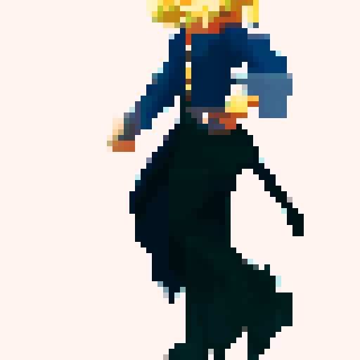 make a character with the pose of the reference image that is blonde with long hair and wearing a long flowing cape with one eye in the center of shiny decoration