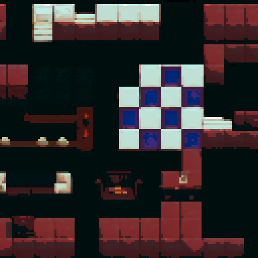 16x16 top-down interior Tilemap of a hotel