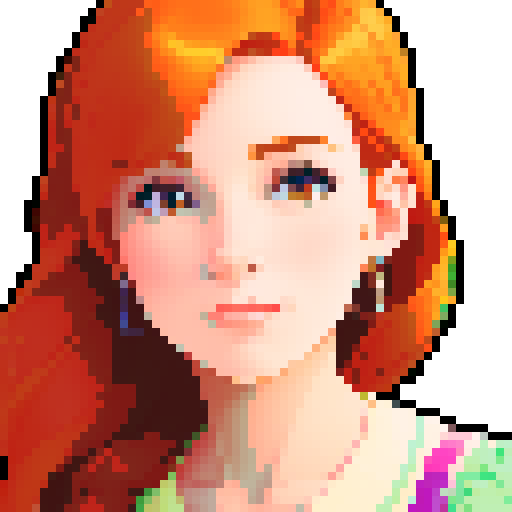 Create a stardew valley style portrait of a woman