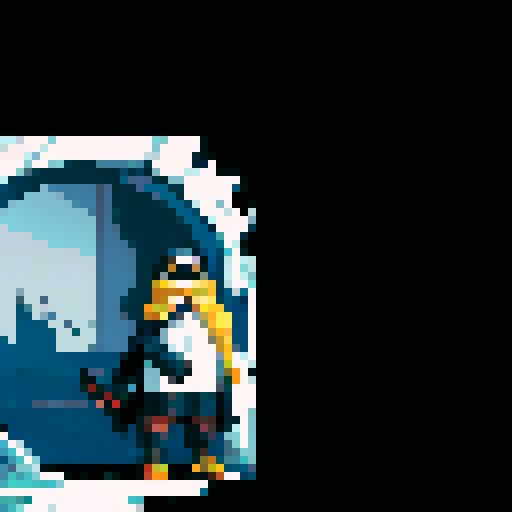 penguin standing with sword