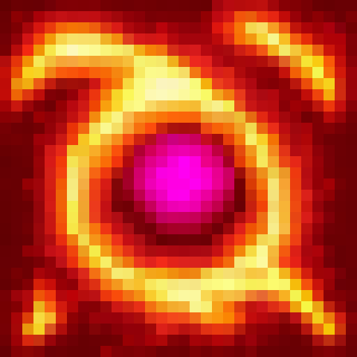 Fiery sparks dance in the night, illuminating the dark, with a style reminiscent of 32x32 skill art.