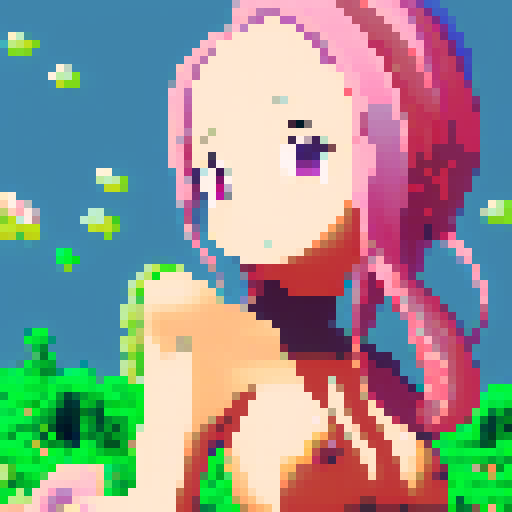 Tentacled creatures, busty anime girls, and neon colors collide in a pixelated hentai landscape.