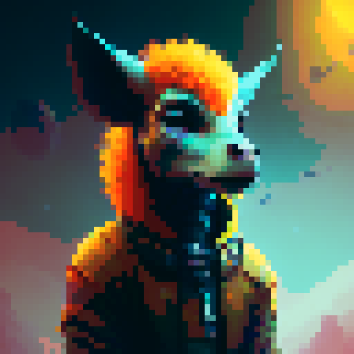A pixel art portrait of a bull with a neutral expression, featuring a minimalist design with light skin tone, and brown eyes. Set against a solid orange background. The style is reminiscent of early video game characters, with a square aspect ratio.