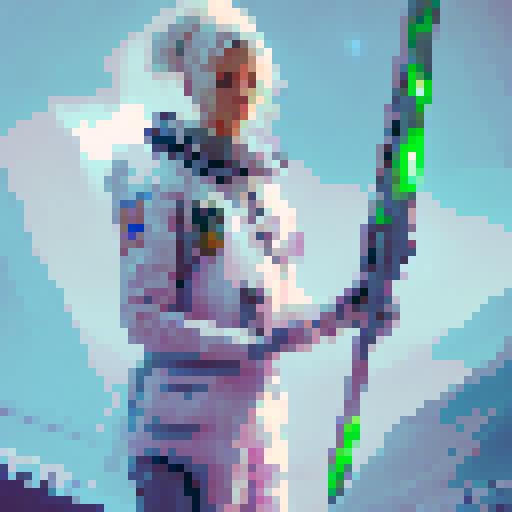 white clothes, green hair