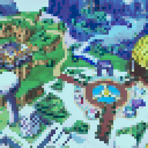 Time patrol, Dragonball heroes charging up, fiery auras engulfing their bodies, muscles bulging, eyes glowing with determination, vibrant sunset painting the sky in hues of orange and pink, mountains majestically rising, creating a breathtaking pixel art portrait of power and heroism in a sprawling landscape