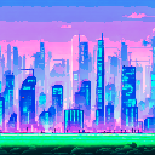 Sci fi planet, towering skyscrapers, neon lights, swirling clouds, metallic structures, alien vegetation, vibrant colors