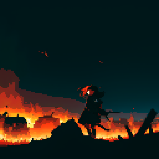 war background, battlefield, warfare, dark, red, orange, black, destroyed town