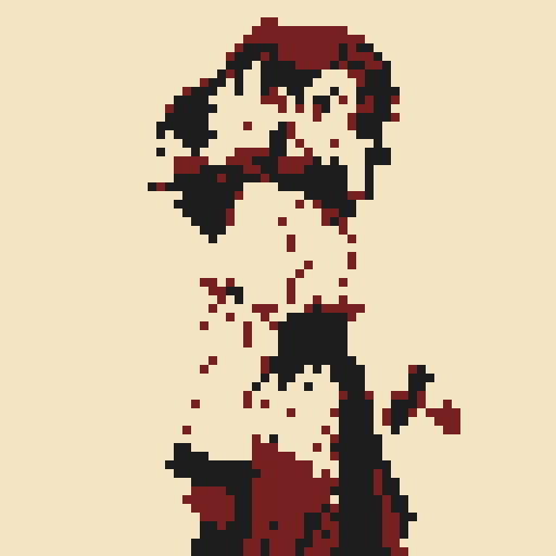 cute character with light hair, dark hair tips in pixel art style, sRGB