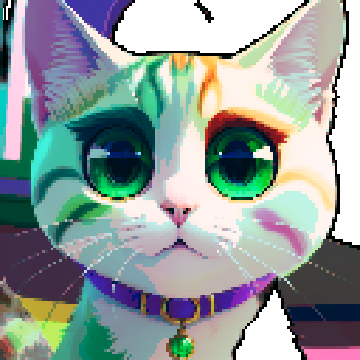 Art cat, sRGB, a whimsical cat fantastique with vibrant fur, mesmerizing emerald-green eyes, gracefully leaping amidst a kaleidoscope of swirling colors and dreamlike patterns