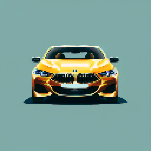 Photorealistic, centered BMW 8 series in a three quarter view, right wheel in front, clean background, pixel art style with sRGB colors
