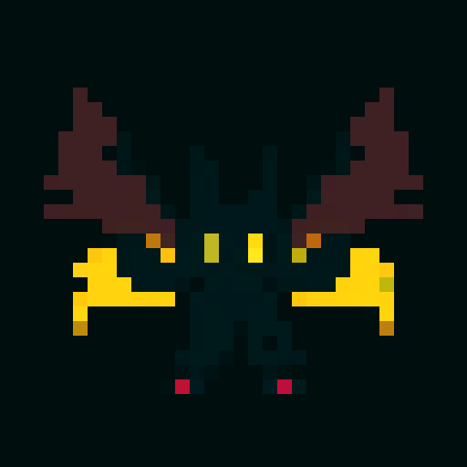 A larger, more menacing shadowy figure with smoky tendrils, large bat-like wings, and piercing red eyes. Its body is mostly hidden in darkness, giving it an ethereal, ghostly appearance. No background.

