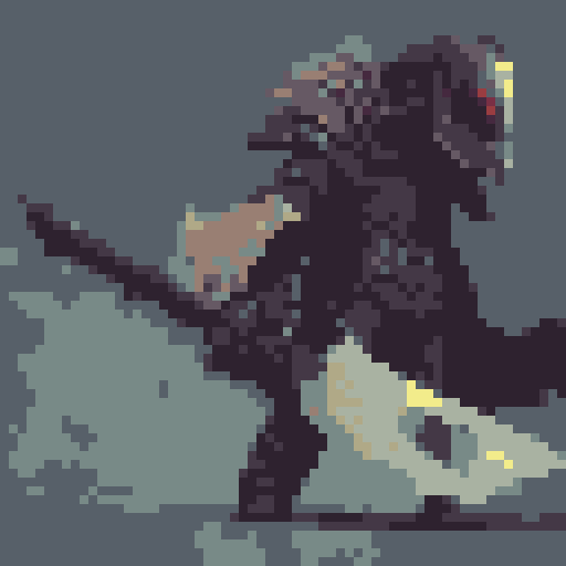 dark souls-like knight, brown-haired, no helmet, wielding a sword and shield, shield embossed with a golden "V", fantasy RPG