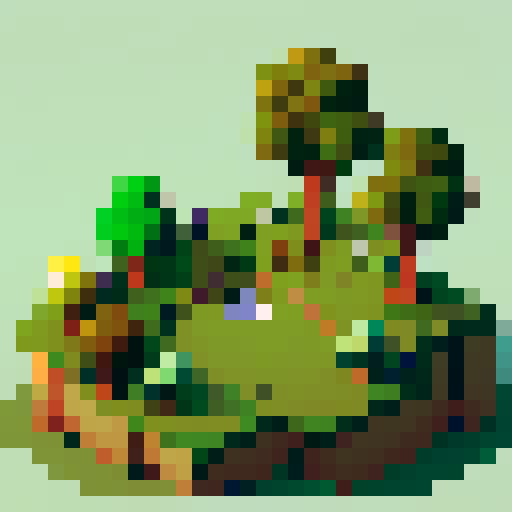 chestnut tree, green leaves, brown trunk, fantasy top-down RPG with an orthogonal camera, not isometric,simple