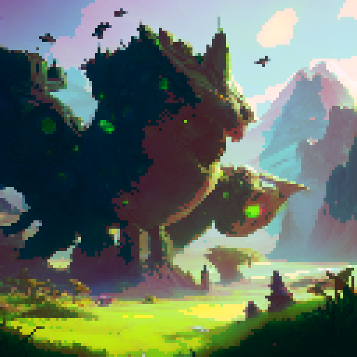 Create a pixel image to play with the playing fields of various biomes.Description of the game: The game is made in the style of a board game with unique rules. The drawing should go vertically.There should be a path vertically in the middle of the field. The field size is 116x46 pixels, they must be three-dimensional. field name: Forest Biome.