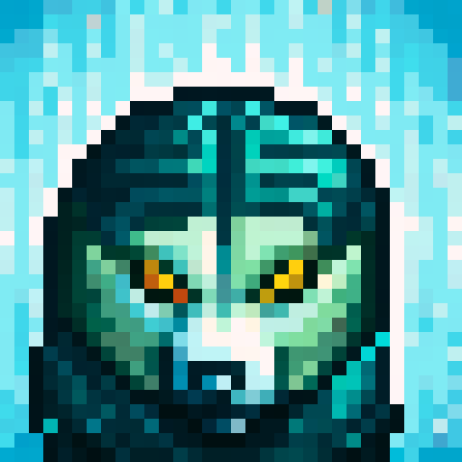 Wolf avatar, portrait, glowing eyes
