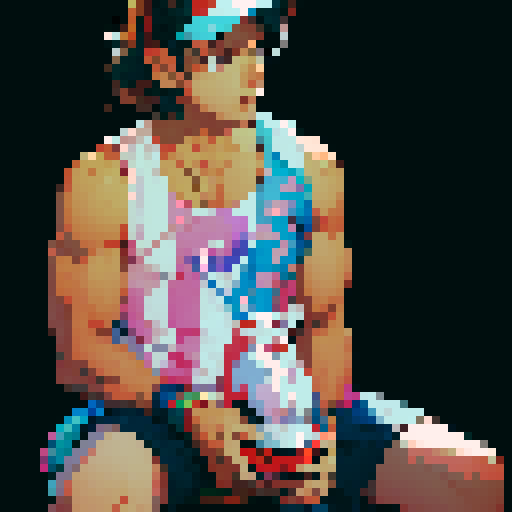 Male Hispanic Pokémon trainer holding poke ball. "Pokémon trainer sprite"