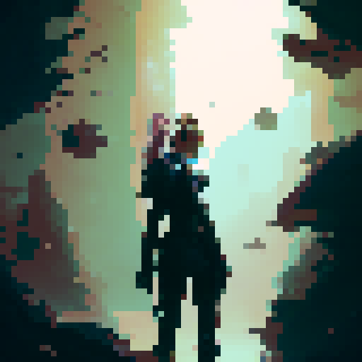 female warrior, light saber, tall robot, lasers from eyes, woods, monsters, innocent people, fantasy RPG