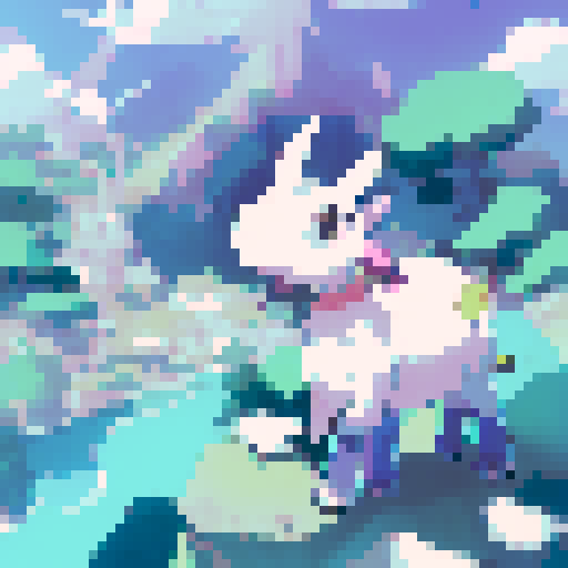 Goat seller, surrounded by a herd of fluffy white goats with big, innocent eyes, stands in a vibrant, bustling marketplace, with colorful stalls and banners fluttering in the breeze, all rendered in a charming anime style.