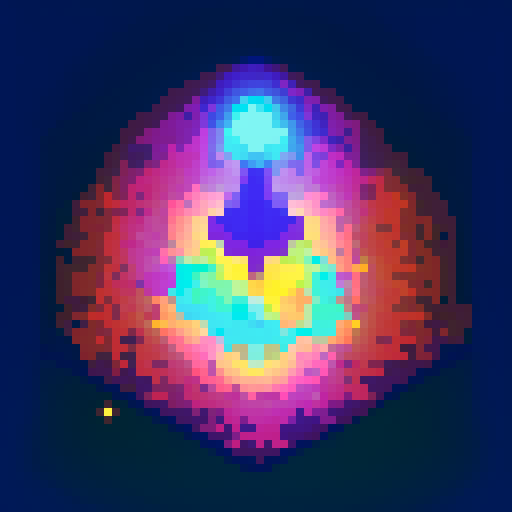 magical key, glowing with vibrant colors, surrounded by mystical symbols, rendered in intricate pixel art, against a background of dark sRGB hues

