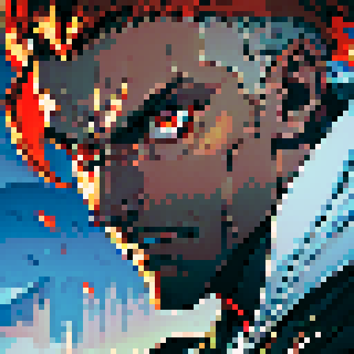 create a fire element white skinned bulky death knight with a topaz and umber red inspired color palette. I need the knight to look like a very intimidating male.