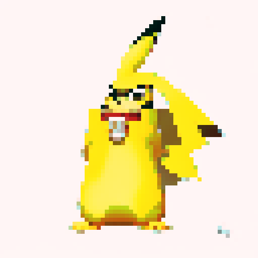 Pikachu drinking coffee
