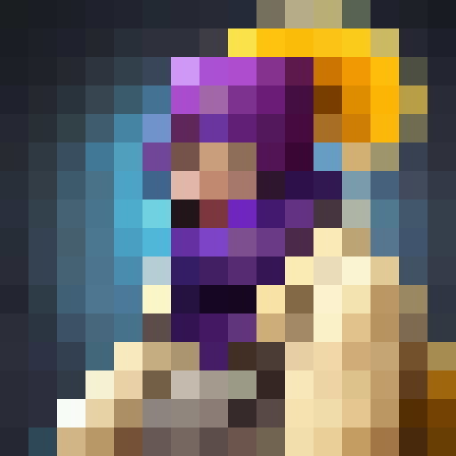 Colorful scarves, hats, and mittens overflow from a winter clothing drive box, with a 16x16 portrait against a white background, evoking a Fantasy RPG feel.