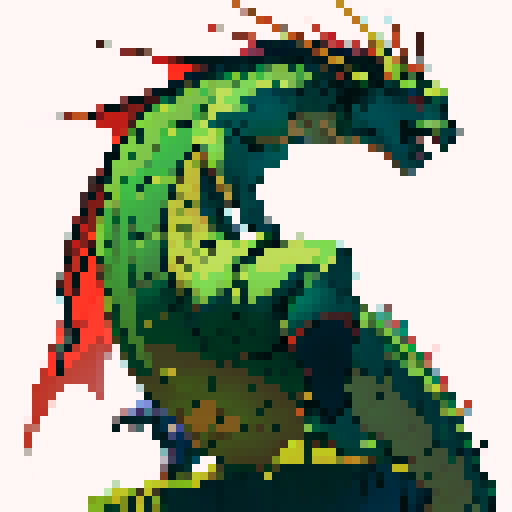 A statue of a dragon, pixel art