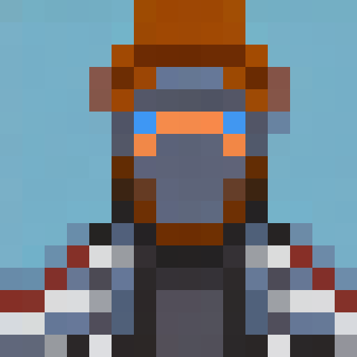 A valiant paladin, clad in shining armor, stands stoically against a pixelated backdrop of a medieval castle, holding a gleaming sword and radiating a warm aura in his 16x16 pixel portrait.