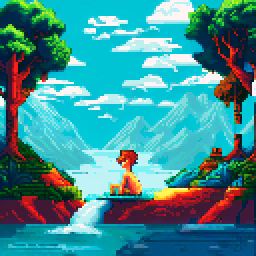 highly detailed pixel art of a nude girl