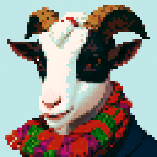 Goat bust with a scarf