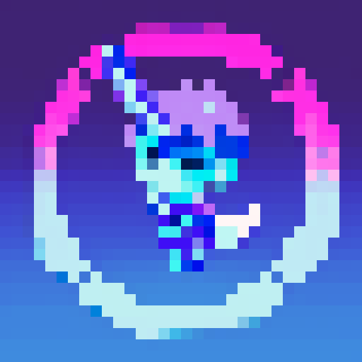 glowing, enchanted, blue and purple sword, pixel art, sRGB