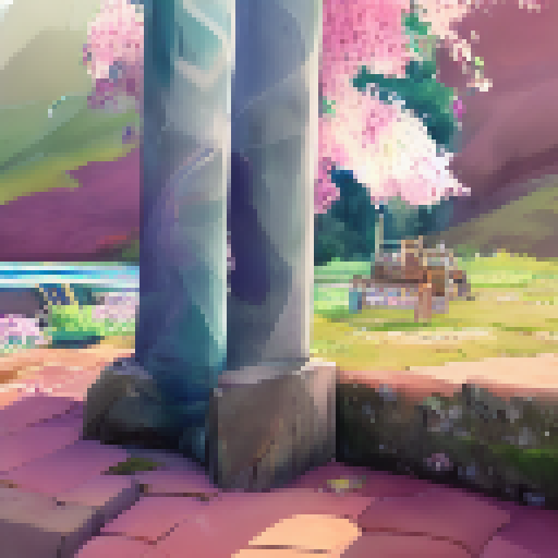 Vibrant wildflowers bloom against a majestic mountain range in Jubilee's stunning landscape portrait, complete with cascading waterfalls and a vibrant blue sky.