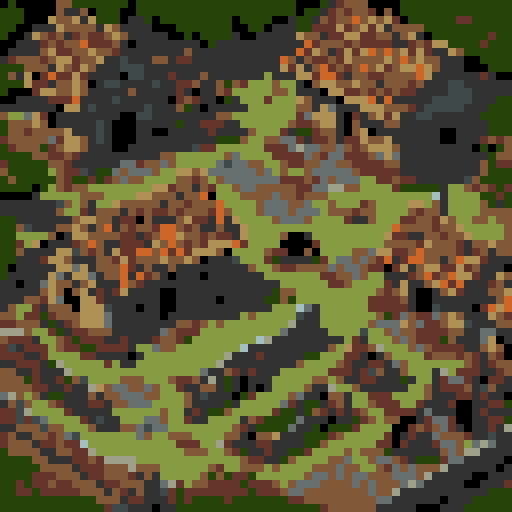 top down post-apocalyptic ancient Roman farmhouse rpg tileset, crumbling stone walls, overgrown vines, rusted armor, decaying wooden doors, broken pottery, moss-covered statues, collapsed roof tiles, dilapidated furniture, flickering torches, eerie shadows