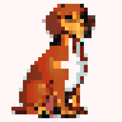 A long dachshund, side on, brown. White background. Simple colors.