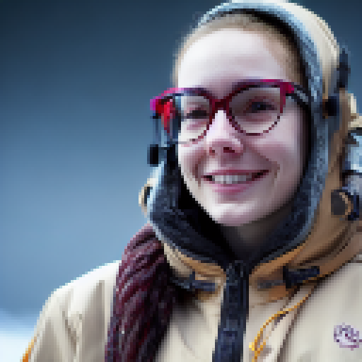 Arctic researcher, science fiction, nerdy woman, big warm jacket