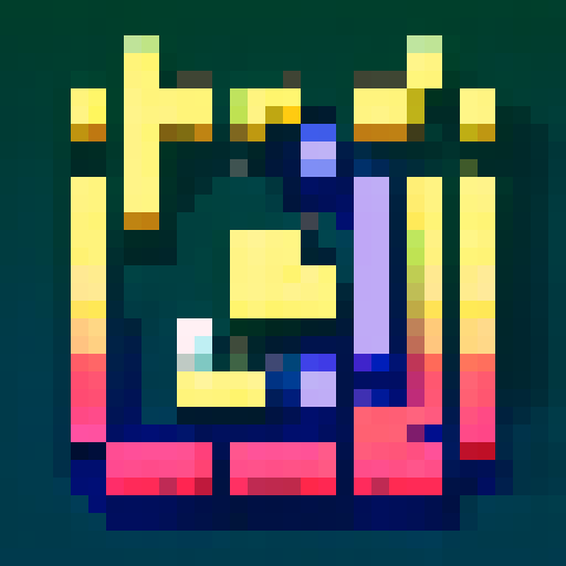 The word Beta in badge style, 32x32 pixel art, bold black outline, sRGB color