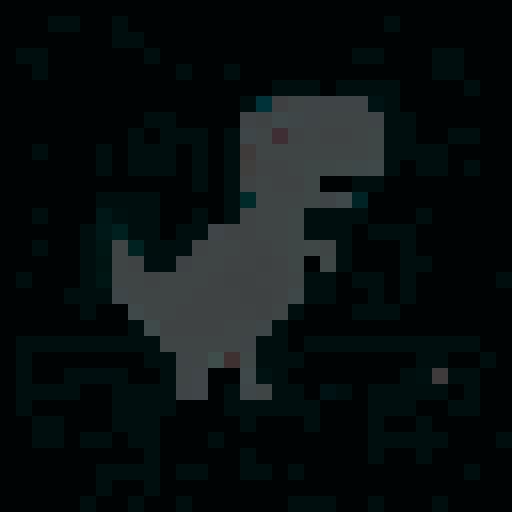 generate me the chrome dinosaur with a sombrero on and a poncho so he looks like a mexican. Make sure its pixelated 30x30