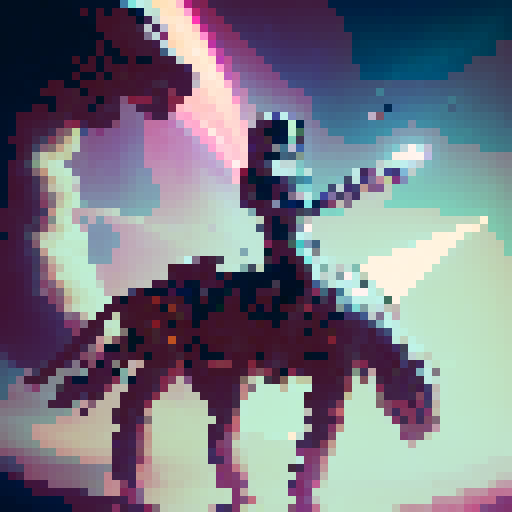 Surrealist, futuristic.
        
        A chrome-plated astronaut rides atop a mechanical horse through a neon-lit dreamscape, surrounded by floating geometric shapes and pulsing electronic music.